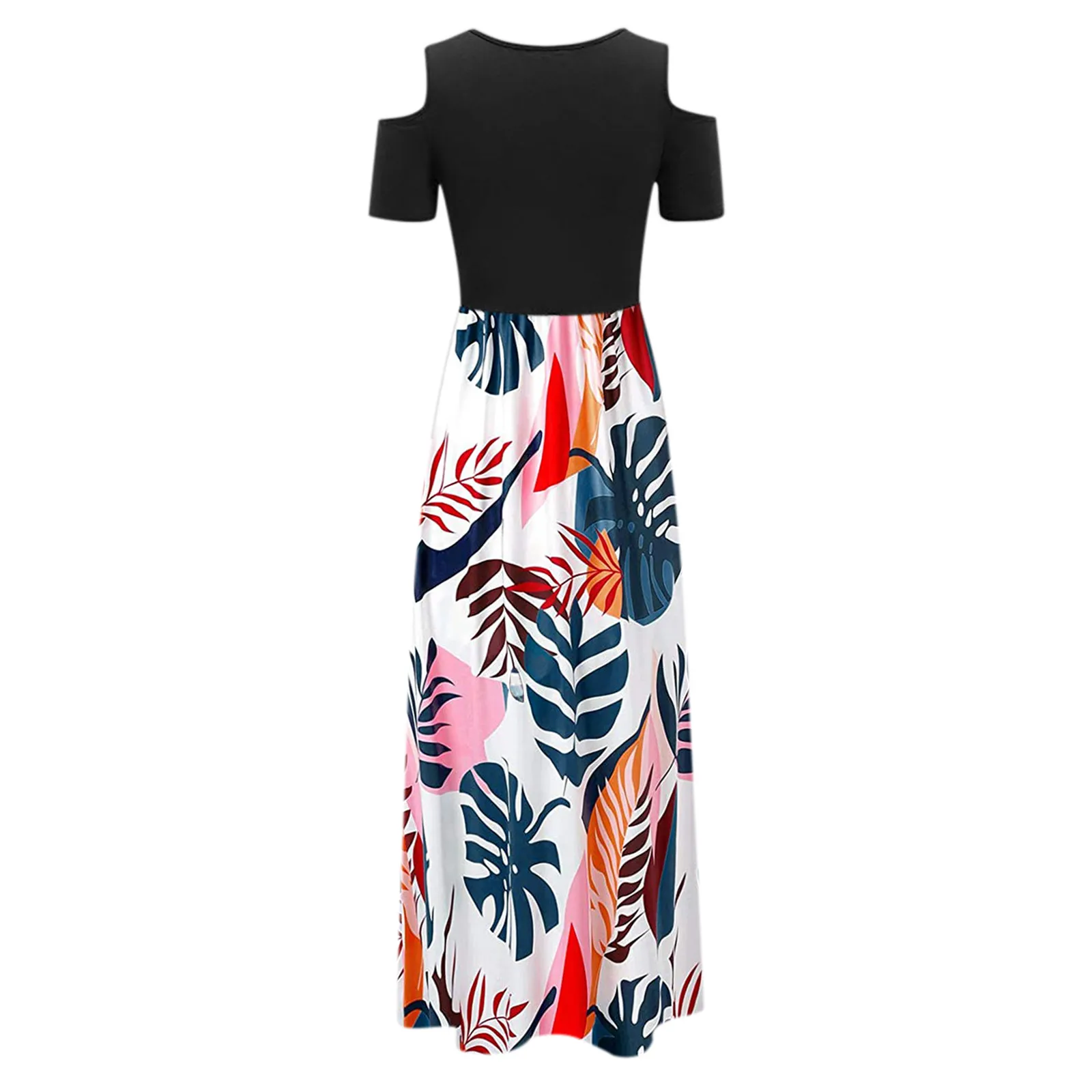 

Summer Women's Print Ankle-Length Dress Ladies Bohemian Plus Size Floral Short Sleeve Maxi Dress Daily