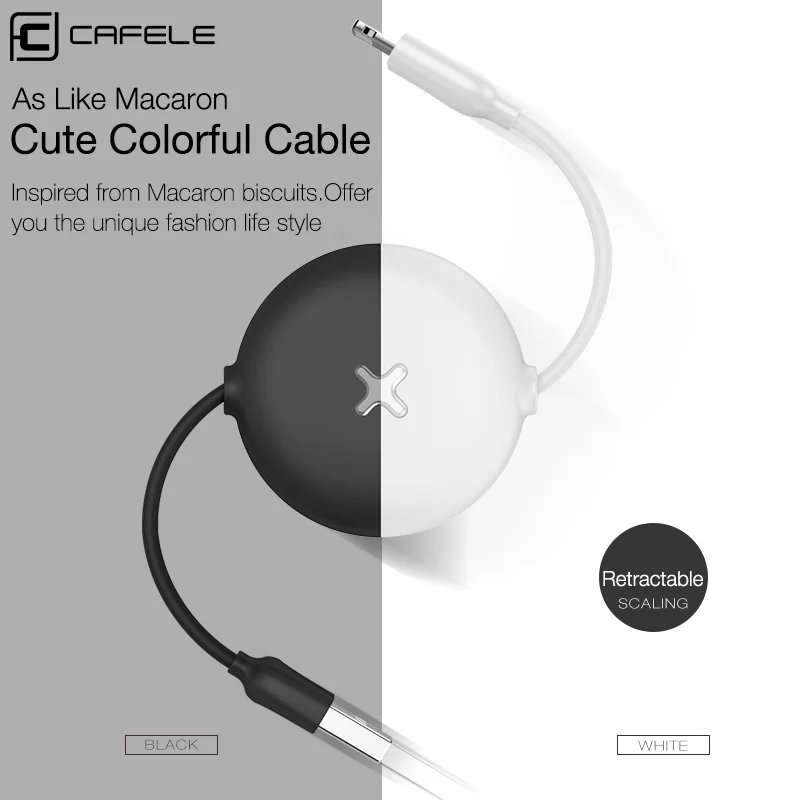 Выдвижной USB кабель CAFELE для IPhone быстрая зарядка типа C Huawei P30 iPhone X Xiaomi 9 Samsung S9