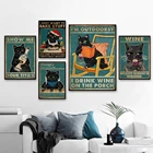 Мультяшные забавные плакаты с котом, винтажные картины на холсте, настенные художественные картины для гостиной, кухни, вина, Декор для дома