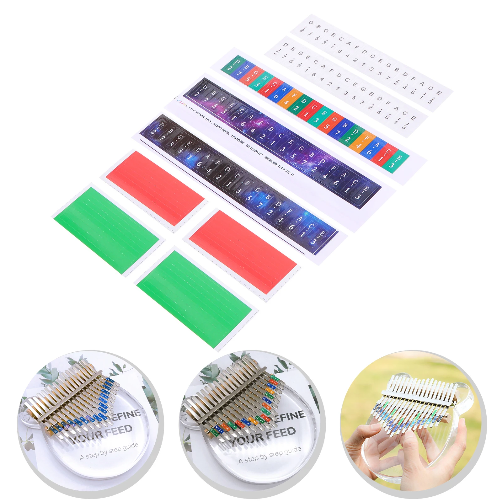 

5 Sets Piano Stickers Removable Keyboard Sticker For Thumb Piano Note Stickers Beginner Training Reminder Sticker For Kids