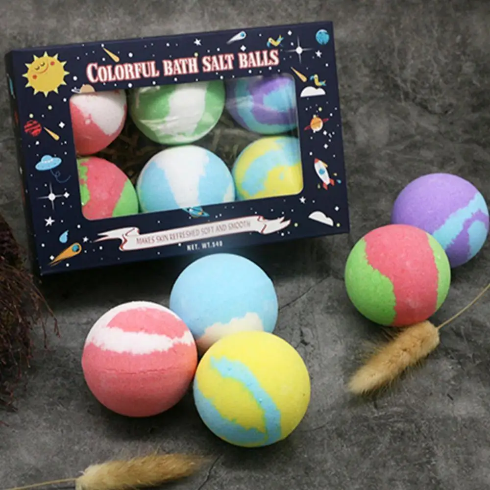 

DIY6pcs Handmade Natural Bath Salt Exfoliating Moisturizing Salt Dried Ball Essential Oil Body Bomb Fragrant Bath Flower Se G0M4