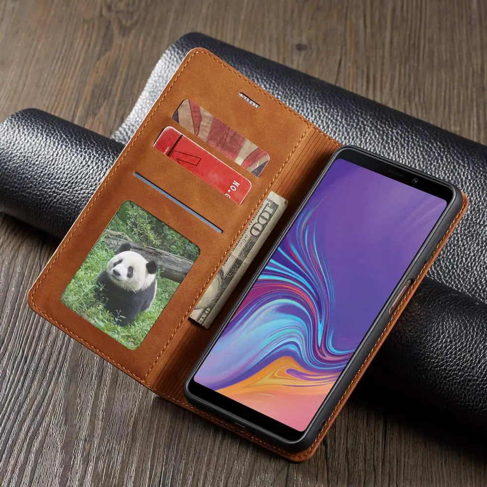 Magnetic Flip Leather Phone Case For Samsung Galaxy A7 2018 A750 A8 2018 A530 A6 2018 Wallet Card Holder Back Cover Coque Fundas