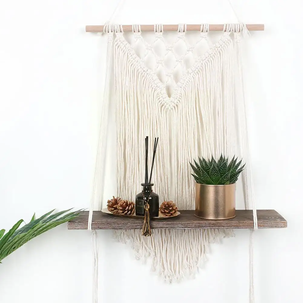 Новая деревянная полка для макраме в богемном стиле подвесной Декор растений