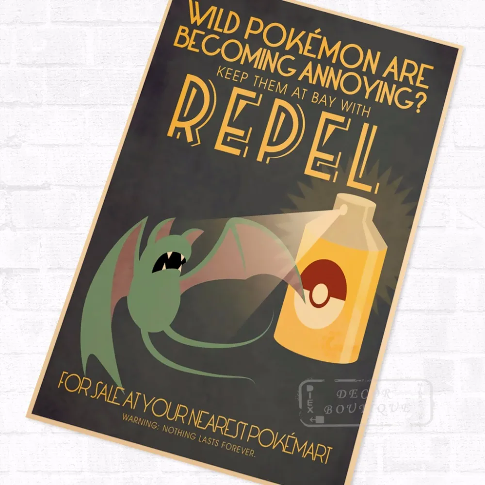 Покемон Центр карманные монстры мультфильм винтажный Ретро Крафт покрытый