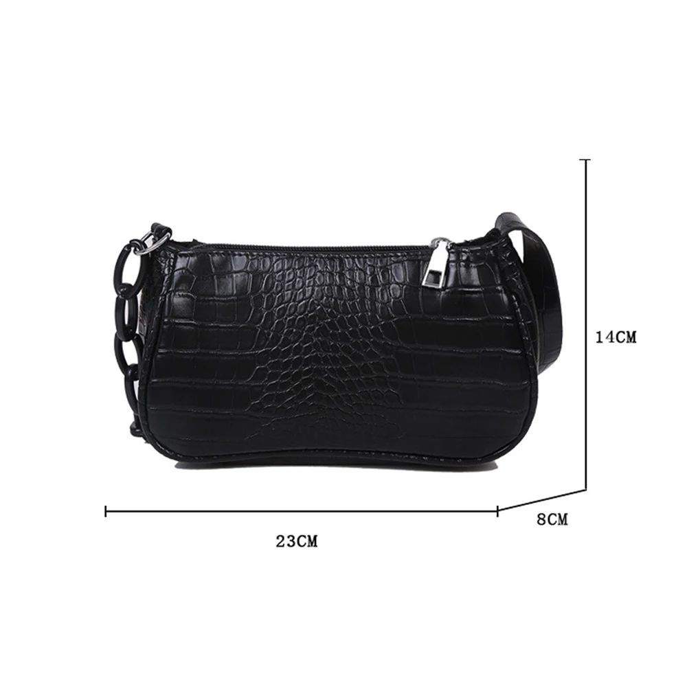 

Crocodile Pattern Shoulder Bags Women Retro Mini Solid Color Zipper PU Leather Messenger Handbags 2021 Fashion Shoulder Bags