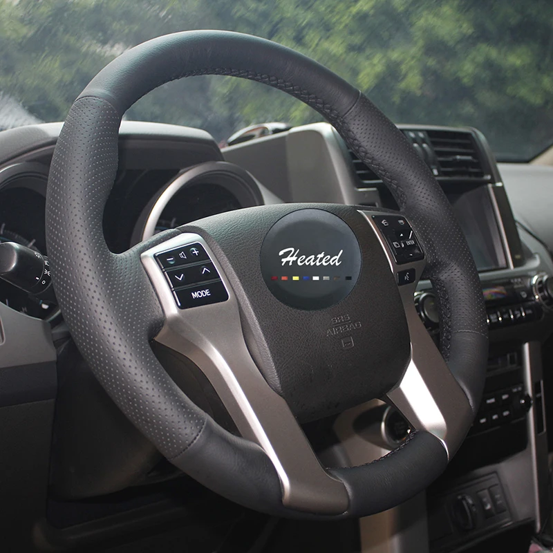 Оплетка из кожи и микрофибры с подогревом для руля Toyota Land Cruiser Prado 2010 2015 Tundra Tacoma 4