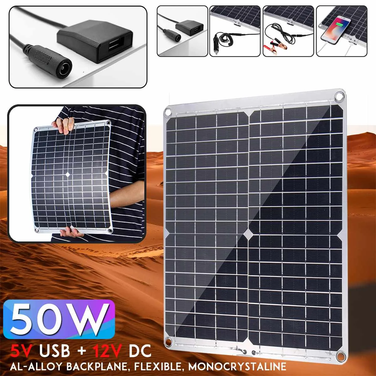 LEORY 50 Вт 18 в портативная солнечная панель USB монокристаллическая Кремниевая с