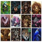 Полностью Квадратный бриллиант, 5D Вышивка крестиком, попугай, обезьяна, лев, Орел, Зебра, слон, леопард, мозаика для рисования 448