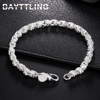 bayttling 8 inch silver color 5mm faucet chain bracelet for woman man fashion glamour party wedding jewelry gift