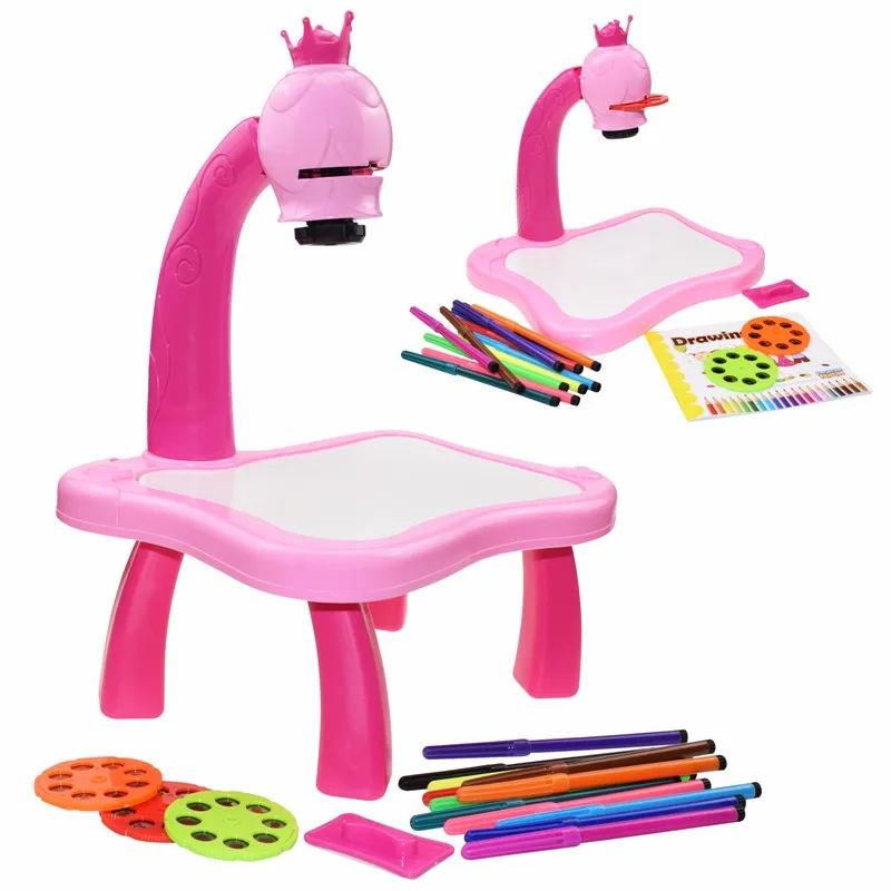 

Children Led Projector Kids Painting Art Drawing Table Toys Board Desk Arts Paint Tools Toy for Children Educational Learning