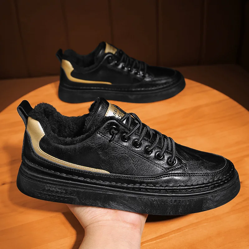 

ZEEKSON Low-top Trend Board Shoes Men's Korean Fashion Casual Shoes Lace Up Wild Plus Cashmere Shoes Sports Shoes