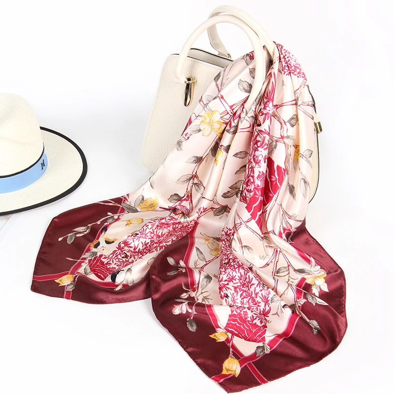 Женский модный квадратный шарф платок Шелковый Атласный шейный для женщин
