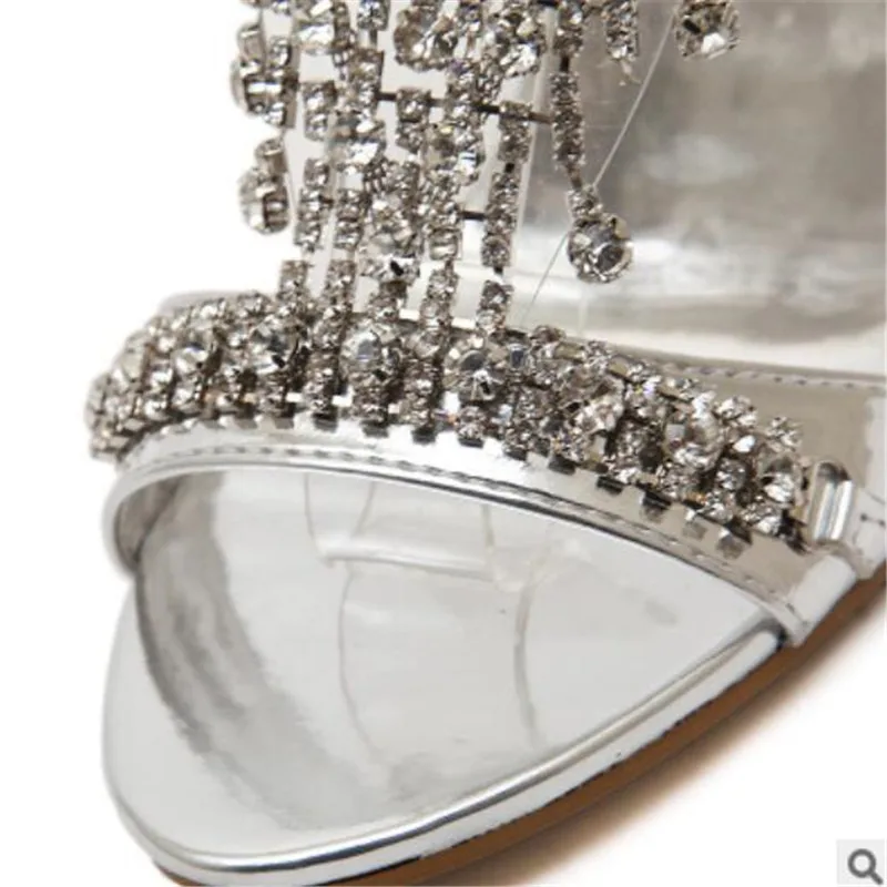 

2021 new authentic rhinestone ladies sandals luxury high-quality fashion show 11 cm stiletto heels size 3-7 8 BBZAI
