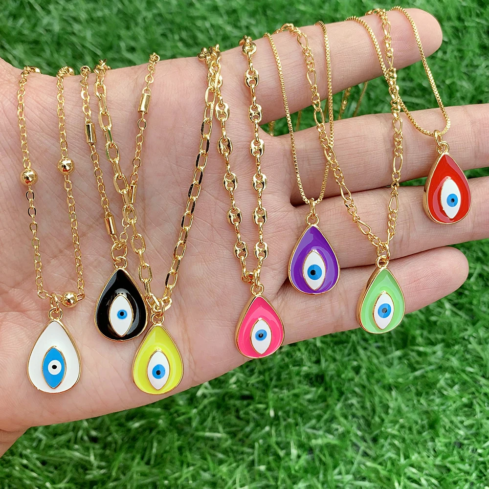 

Drop Shipping, Hot Sale Trendy Gold Plated Devil Eyes Necklace Blue Evil Eyes Pendant For Women