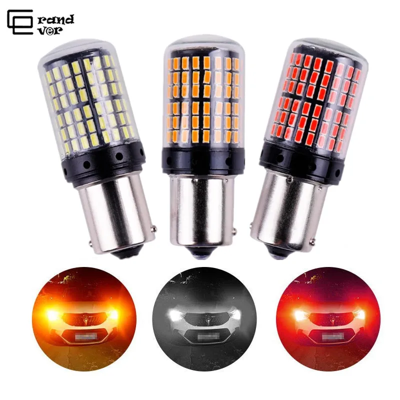 

1 шт. 1156 BA15S P21W BAU15S PY21W светодиодный T20 7440 W21W P21/5 Вт 1157 BAY15D светодиодный лампы 144smd CanBus лампы для поворотов светильник 12V