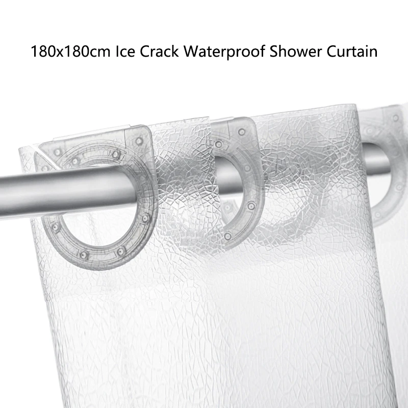 

Waterproof 3D Ice Crackle Transparent Shower Curtain with Hook Privacy Protection Shower Curtain Bathroom Decor 71X71In