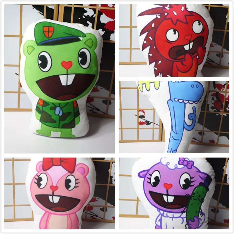 Счастливые лесные друзья плюшевые игрушки HTF ореховый Flippy с нарисованными Giggles