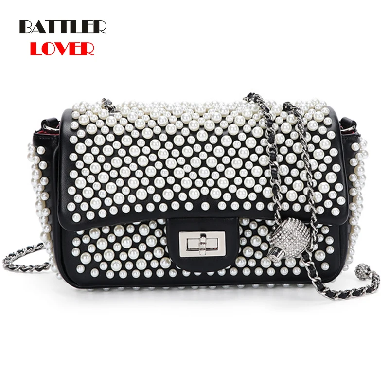 

Women Pearl Printing Shoulder Bags Luxury Design Female Party Crossbody Bag Elegant Shopper Purse For Ladies Fashion Flaps 2021
