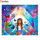 5D алмазов картина ангел для девочек с бабочками; Полная квадратная дрель рукоделие, Алмазная мозаика Набор для вышивания крестиком вышивка рукоделие украшения
