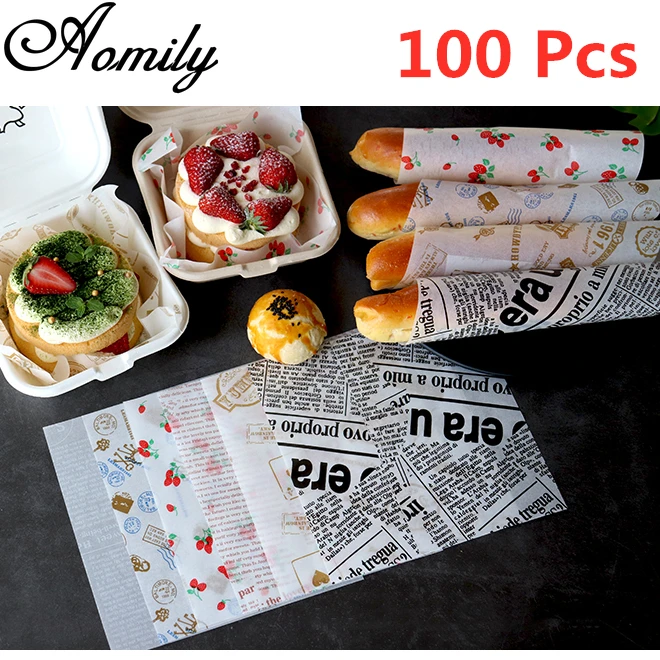 

Amoliy 100Pcs Oil-Proof Wax Paper Cake Wrapper Paper Bread Sandwich Burger Fries Food Wrapping Baking Tools Cookie Wrapper Paper