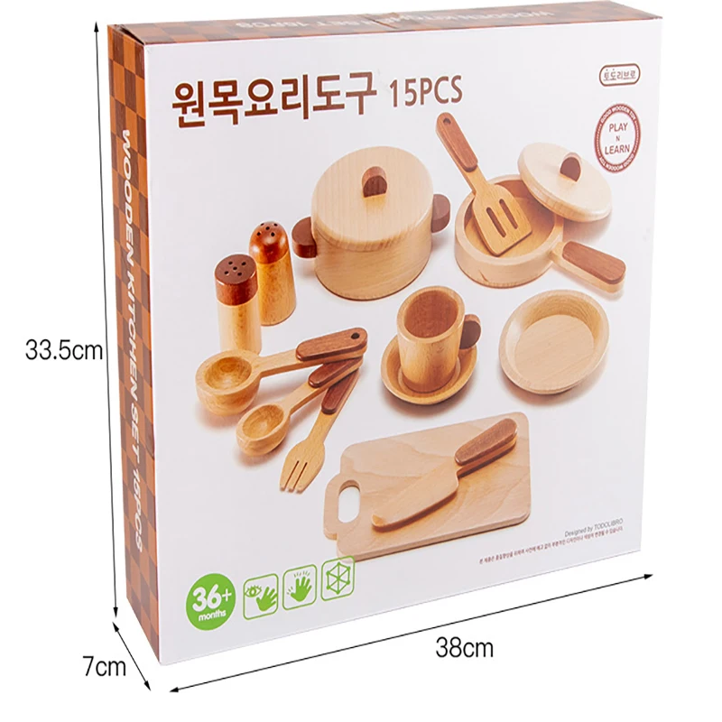 

30 Pieces / Set Children's Wooden Kitchen Toy Set Simulation Kitchenware Vegetable Fruit Slice Mini Kitchen Children's Toy Gift