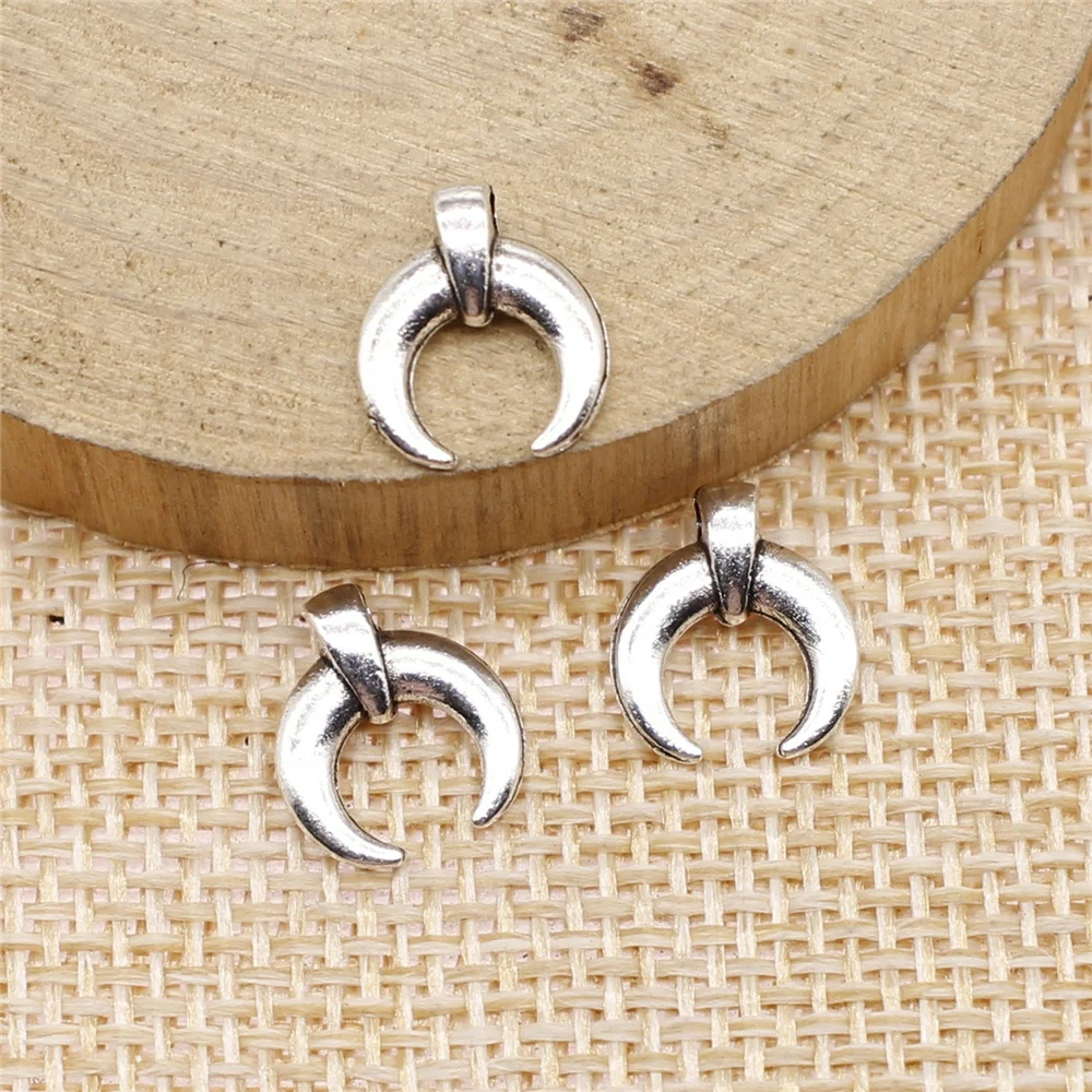 

Charms For Jewelry Making 30pcs New Moon Charms 10x11mm Antique Silver Color