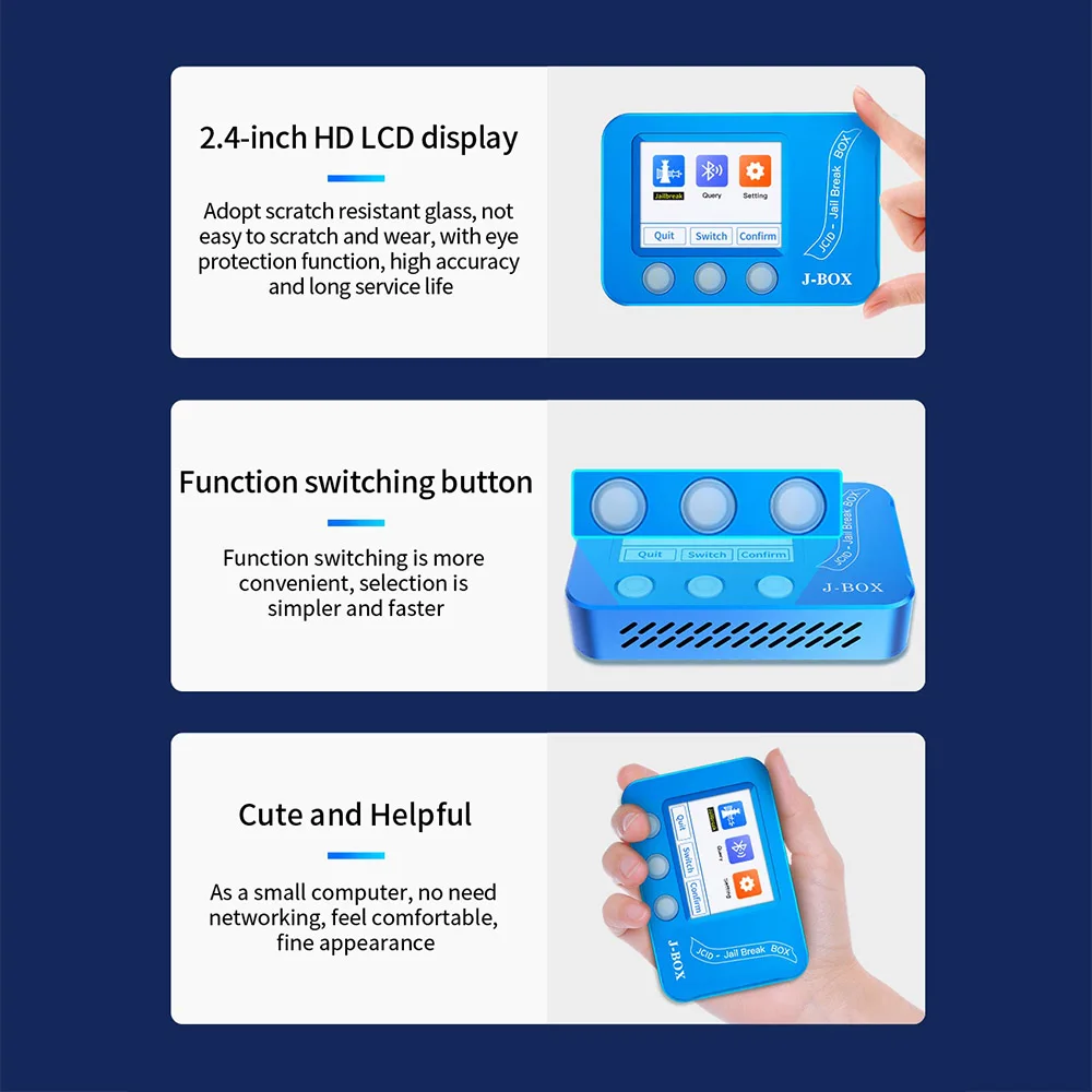 

JC JBOX Jail Break Box for bypass ID and Icloud Password On IOS Device PC Free/Query Wi-fi/Bluetooth Address Phone Repair Tools