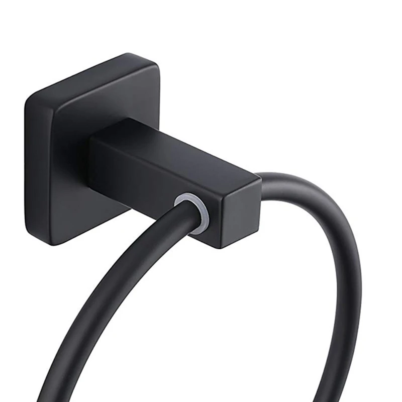 

Towel Ring and Tissue Holder Set, Shiny Towel Ring and Tissue Holder for Bathroom, Rust-Proof Hanger, Round Hook, Square Wall-Mo