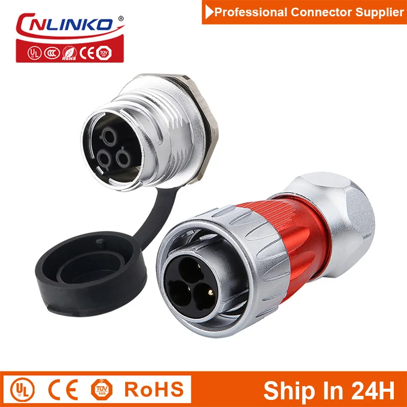

Cnlinko DH M24 25A 3pin Power Connectors Male Plug & Female Socket IP67 Waterproof Cable Wire Adapter for Robot UAV Industry