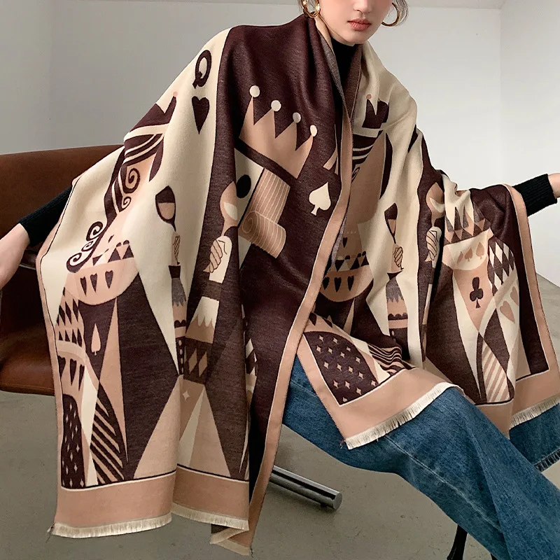 Роскошный кашемировый шарф женские толстые теплые зимние шали из пашмины с