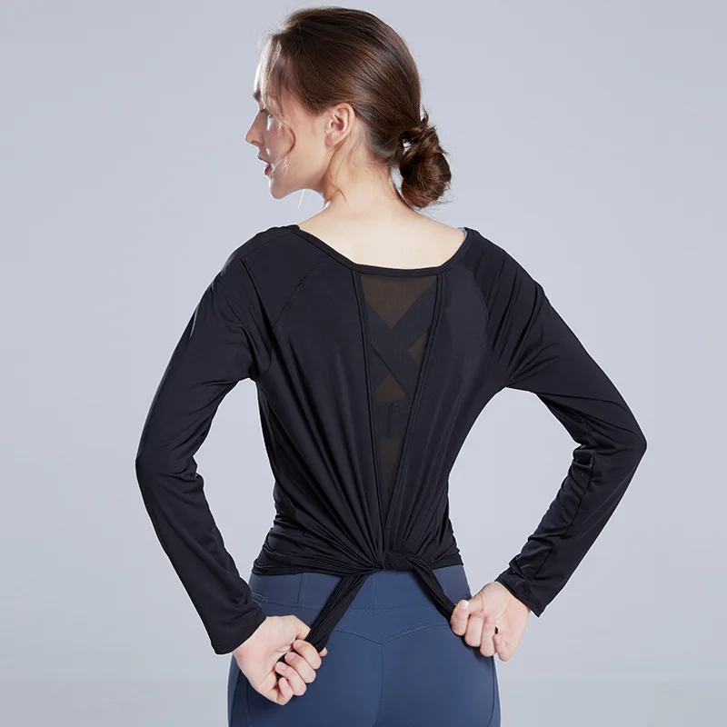 Рубашки для йоги одежда с длинным рукавом сетчатая быстросохнущая спортивная