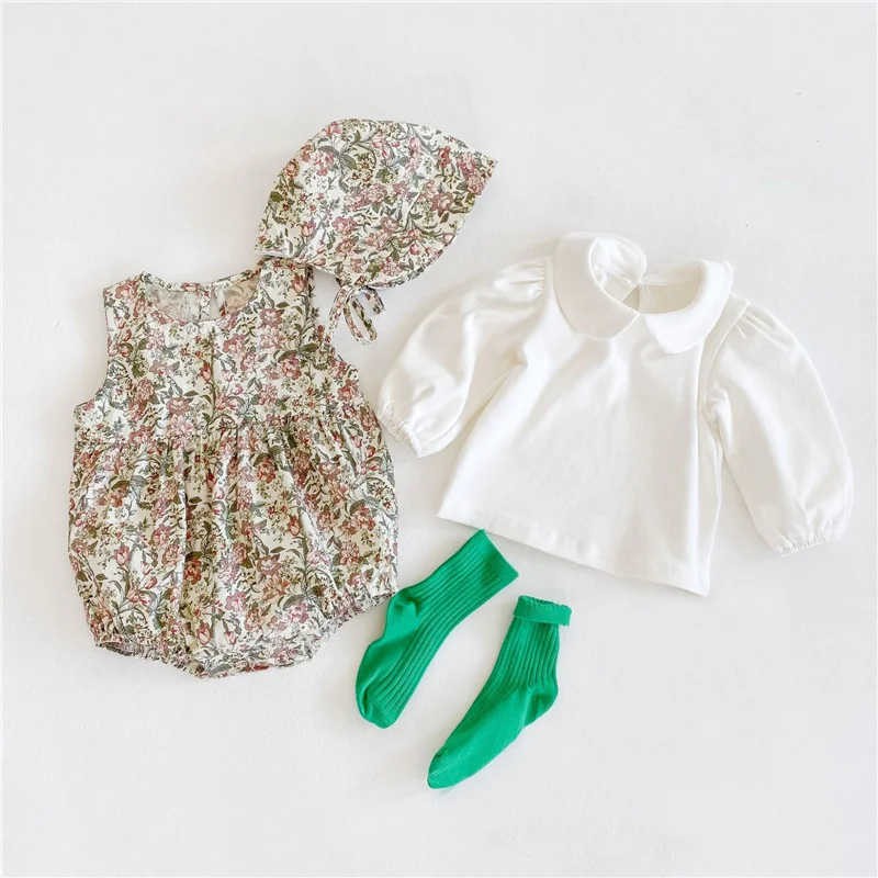 

Baby Girl Clothes 3 Piece Newborn Romper For Girls Baby Girl Romper + Hat + Blouse Inafnt One Piece Newborn Girl Clothes