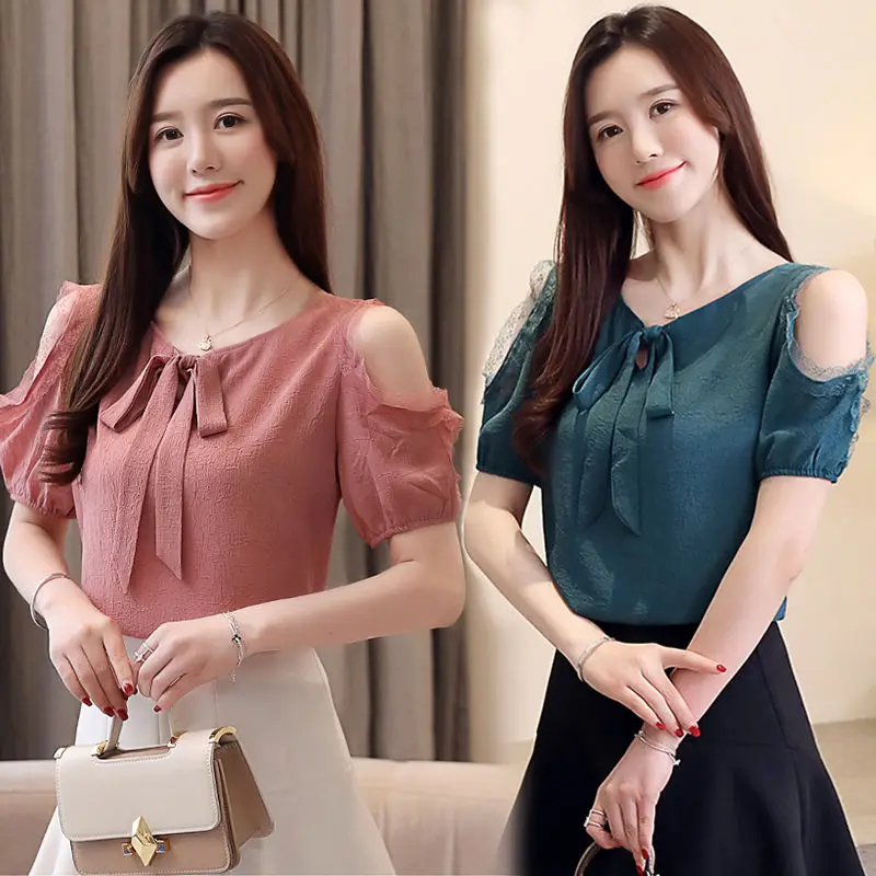 

Women Blouse Chiffon Shirt Short-Sleeved Women's Summer Loose Chiffon Top Women's Shirt Blusas Mujer De Moda