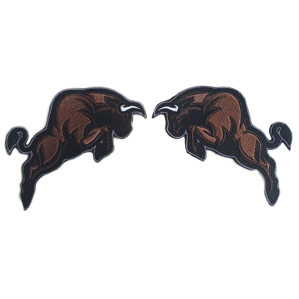 Нашивки с вышивкой в виде бульдога красного и коричневого цветов аппликации для