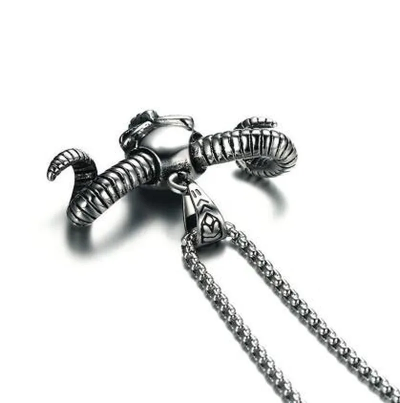 Готический кулон из нержавеющей стали с черепом быка и мужское ожерелье классный