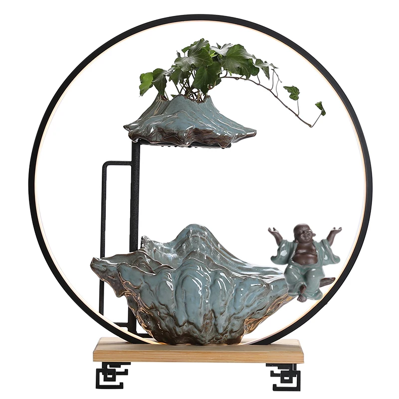 

Ymh New Chinese Style Fountain Water Decoration Creative Living Room Waterscape Incense Aromatherapy Home Decoration Zen