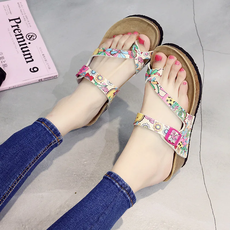 

Summer Ladies Wedges Platform Sandals Leather Women's Heels Sandals Slippers High Quality Fashion Slides Women