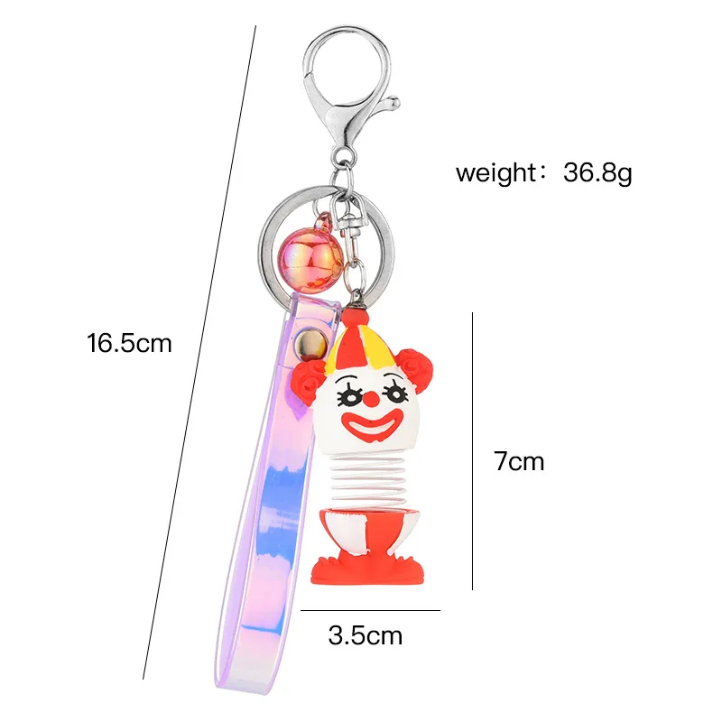 

4 Colors Creative Clown Key Chain For Women Men Fashion Acrylic Key Chain Key Ring Handbag Pendant Fashion Jewelry