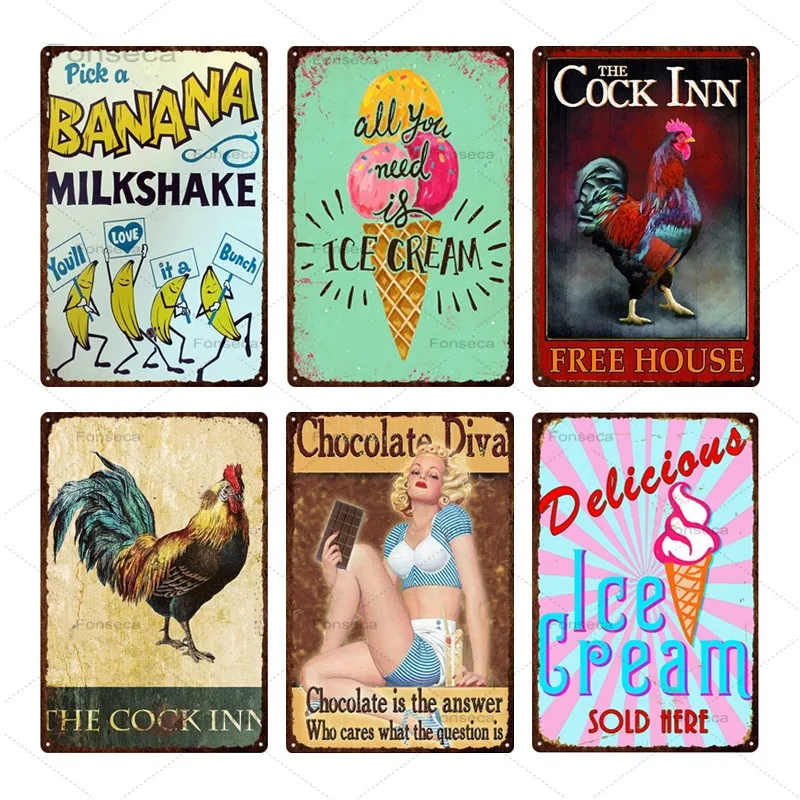 Винтажный кофейный знак фаст-фуд Оловянная живопись металлический фон для