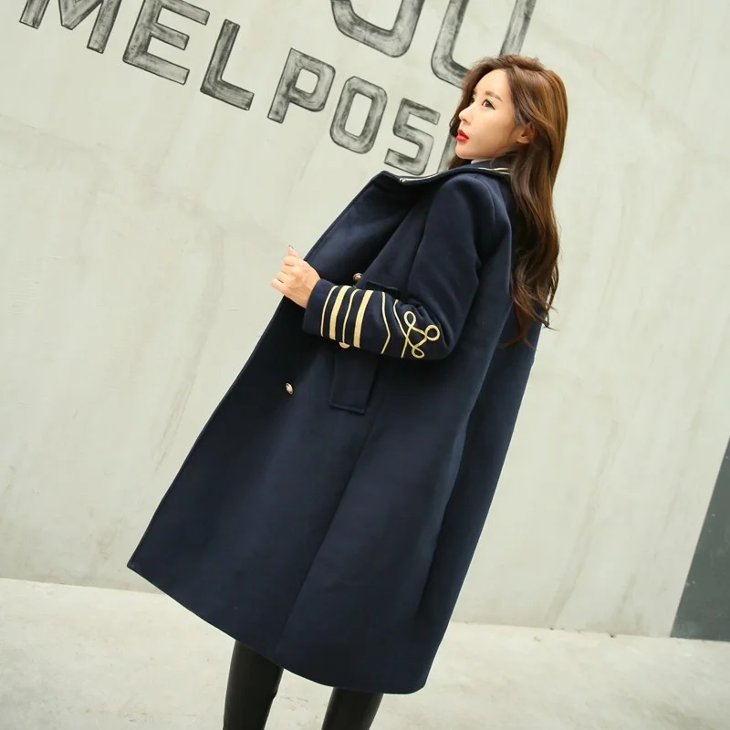 Женское длинное пальто в стиле бойфренд из вуанино двубортное