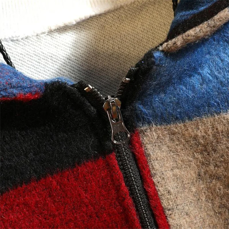 Мужская шерстяная куртка с капюшоном подходящая по цвету куртка-бомбер в клетку