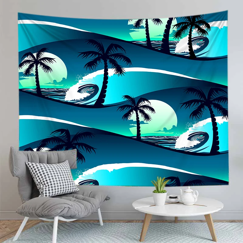 

Tropical Palm Tree Pattern Home Decoration Scene Tablecloth Camping Mat Wall Decorative 13 Sizes Customize