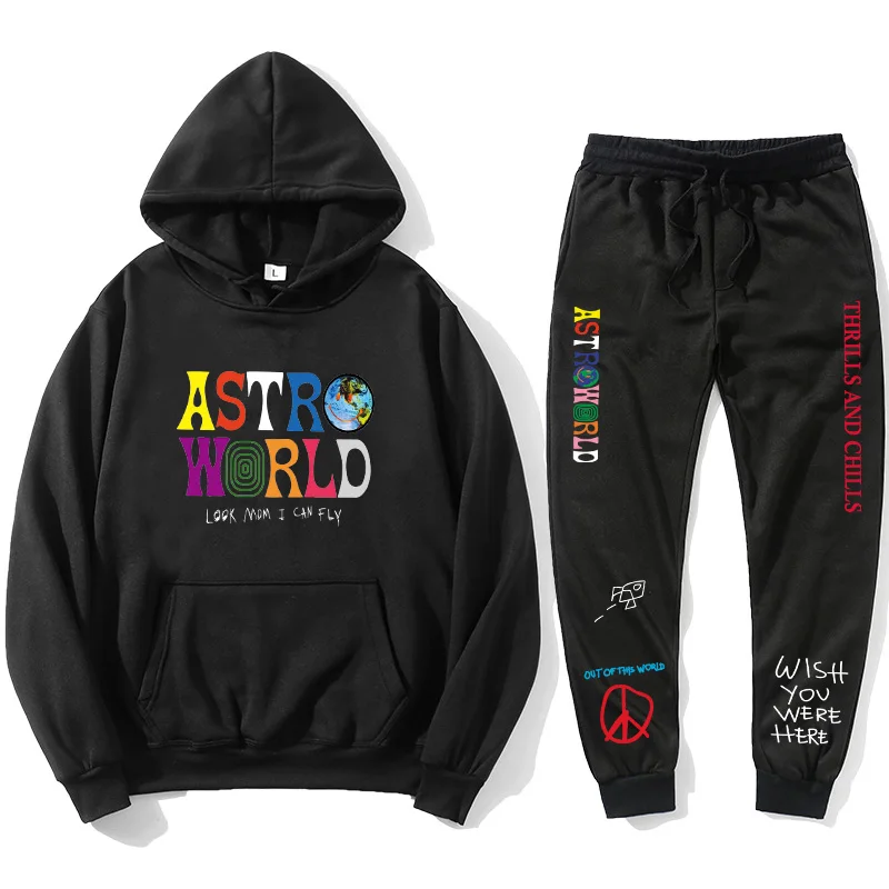 

Astroworld THRILLS AND CHILLS Hoodies Plus pants Autumn Streetwear Pullover Travis Scotts Young Men Women FashionHip Hop Printin