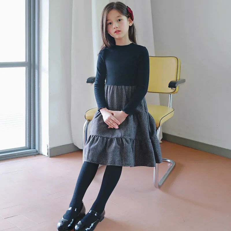 Платья для девочек осень 2020 новое платье в клетку маленьких принцессы малышей