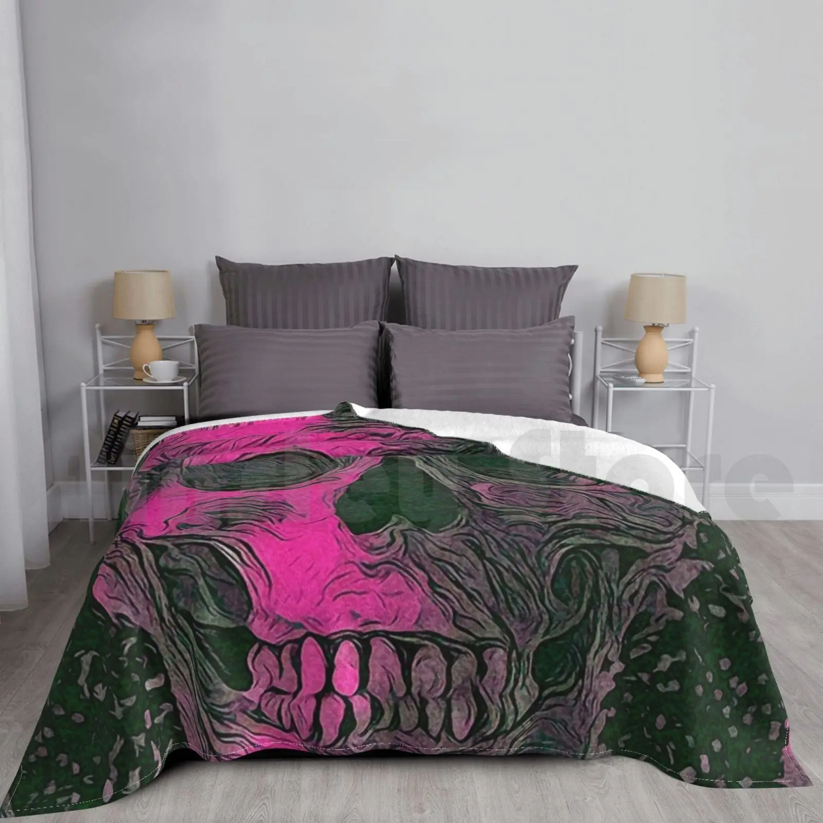 

Розовое одеяло с черепом, Супермягкие теплые легкие тонкие черепа, Череп, розовый культовый череп, дизайнерский череп, модный Череп