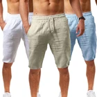 Модные летние мужские повседневные спортивные удобные шорты из хлопка и льна для бега