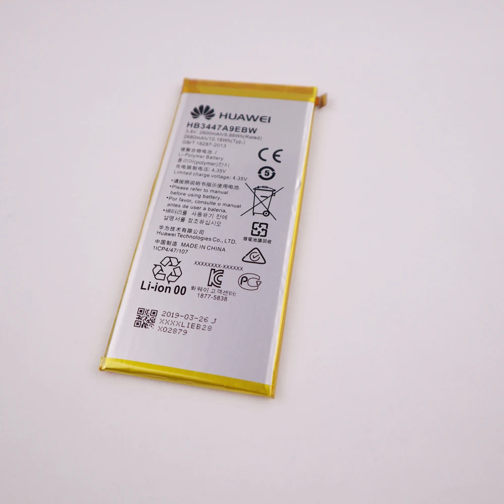 Оригинальная сменная батарея 2600 мАч HB3447A9EBW батарея для Huawei Ascend P8 GRA-L09/UL00/CL00/TL00/TL10/UL10 батарея