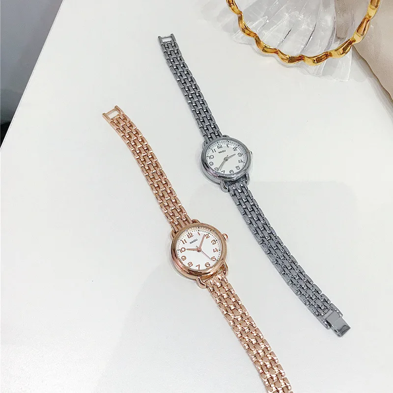 

Rose Gold Silver Alloy Women Watches Fashion Casual Female Quartz Wristwatches With Simple Number Dial Retro Ladies Clock W9837
