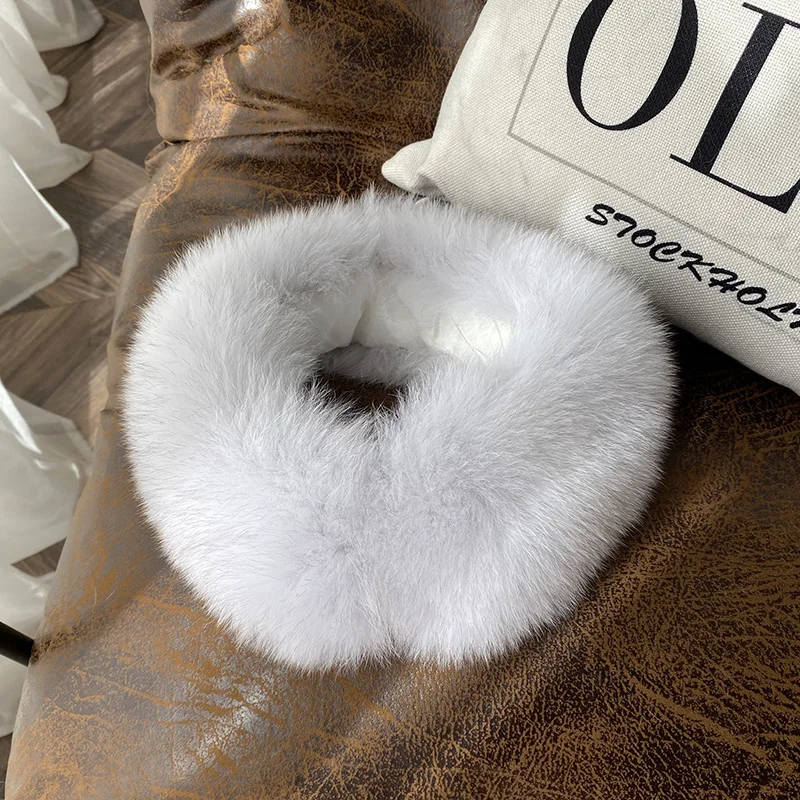 Зимний шарф из натурального Лисьего меха прямой воротник Женский слюнявчик на