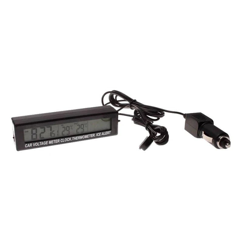 LED Car Backlight Digital Thermometer Clock Indoor Outdoor Temperature Voltage Meter with Cigarette Socket |